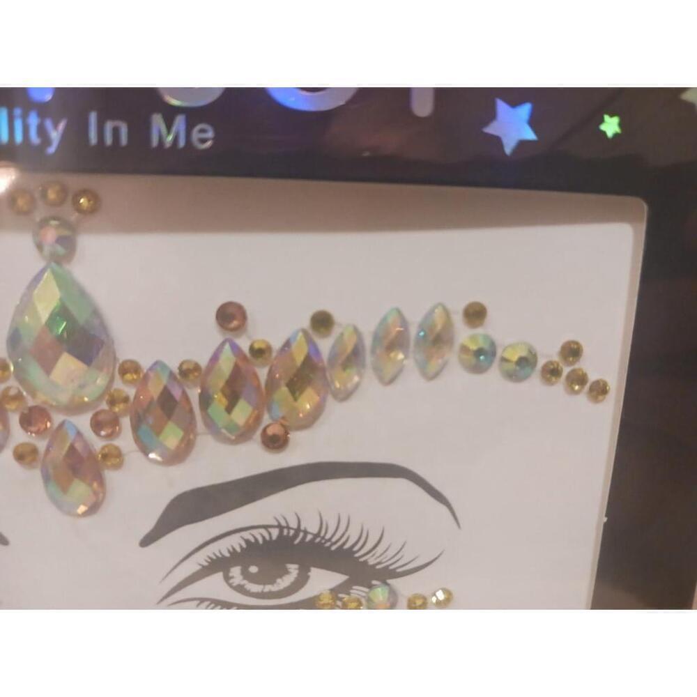 Party Joy Gold And Iridescent Face Jewels - Picture 3 of 6